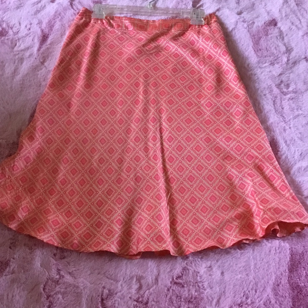 Valerie Stevens Coral Pink Diamond-Print A-Line Skirt